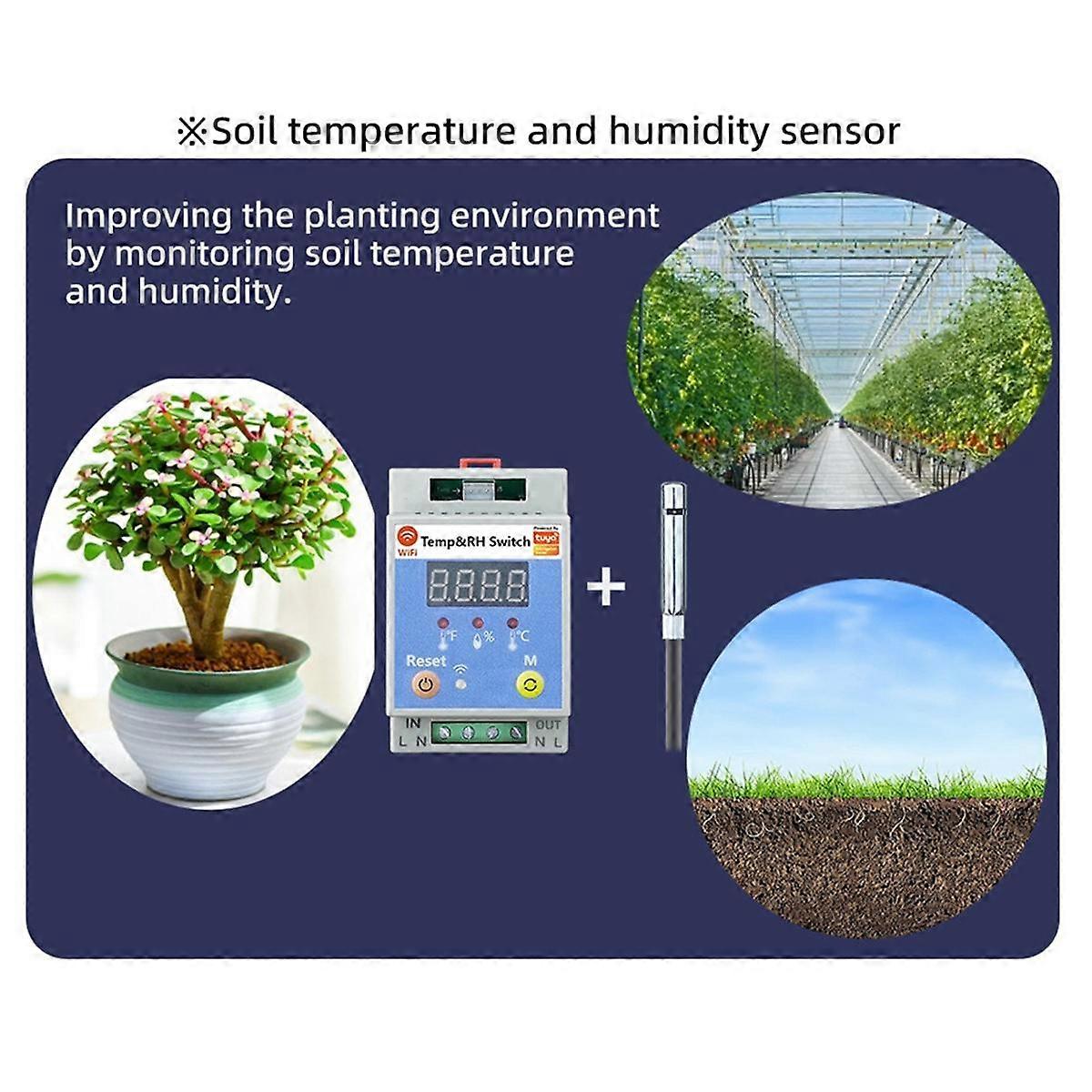 Tuya WIFI Circuit Breaker Smart Temperature Humidity Soil Control On-Off with Display Remote Monito