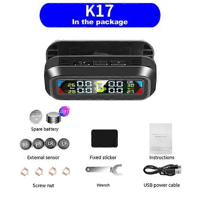 Larger Screen Colorful Display Wireless TPMS Tire Pressure Temperature Alarm Monitoring System Solar charging 4 Sensors tpms
