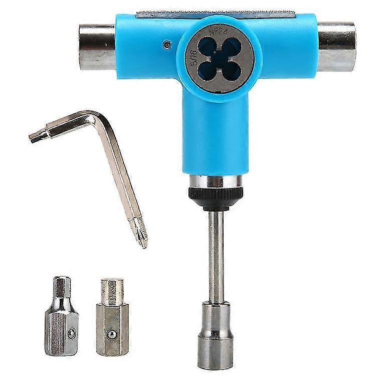 Skateboard Toolportable Skate Tools Set Long Board Repair T Tool Multifunctional Practical With Ratchet T Wrench1setblue
