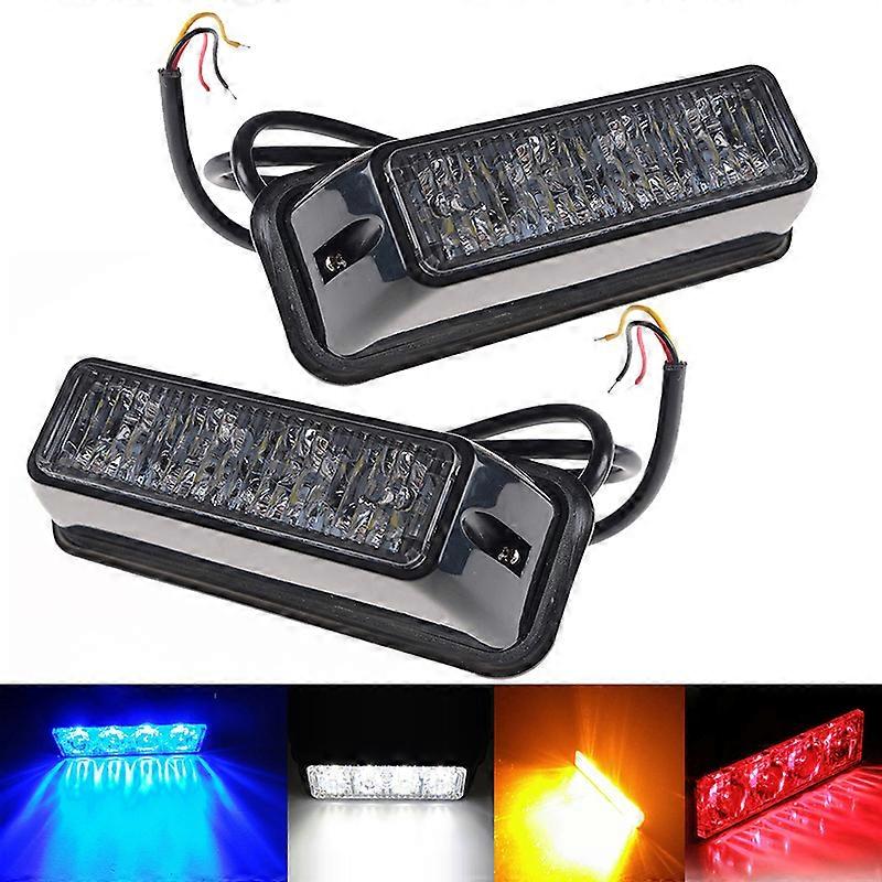 Eonstime 1pcs 4LED Car Emergency Beacon Light Flashing 4W 12V/24V Led Strobe Light Universal Fit Truck RED Blue Amber White
