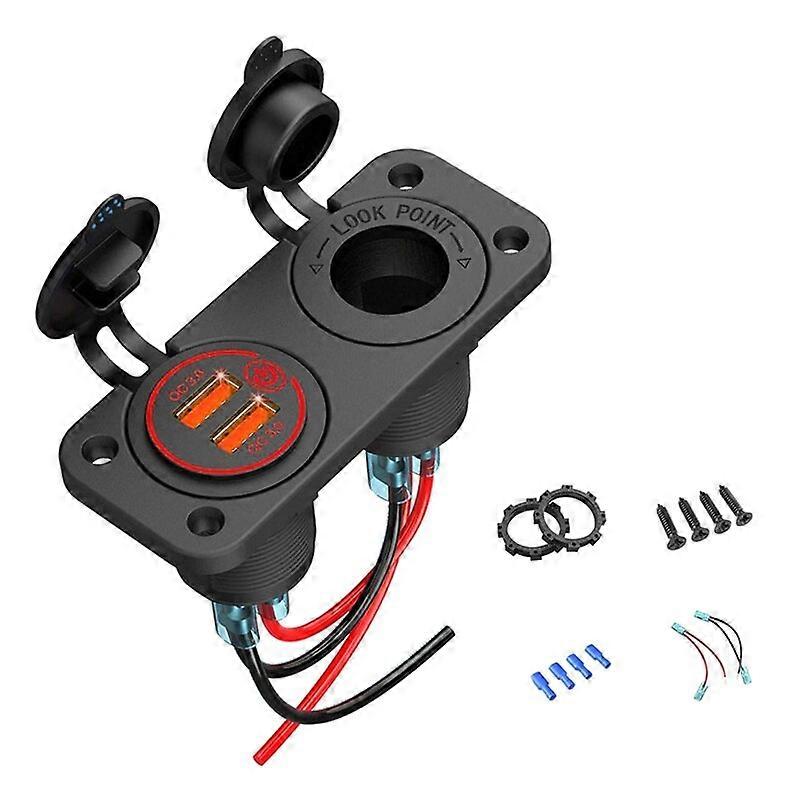 50JA Car Charger Adapter 3 Socket Cigarette lighter Splitter with QC 3.0 Cigarette Outlet Car Charger for Phone GPS