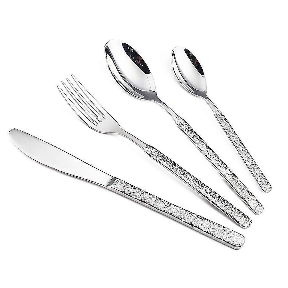 4pcs Cutlery Set Tableware Flatware Fork Knife Spoons Silver Stainless Steel