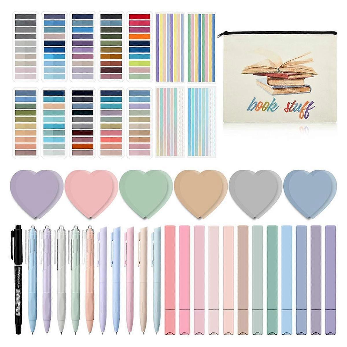 Annotation Set, Pencil Case Pouch, 300 Clear Sticky Notes, 2640 Sticky Labels, 11 Gel Ink Pens, 12 Highlight Markers