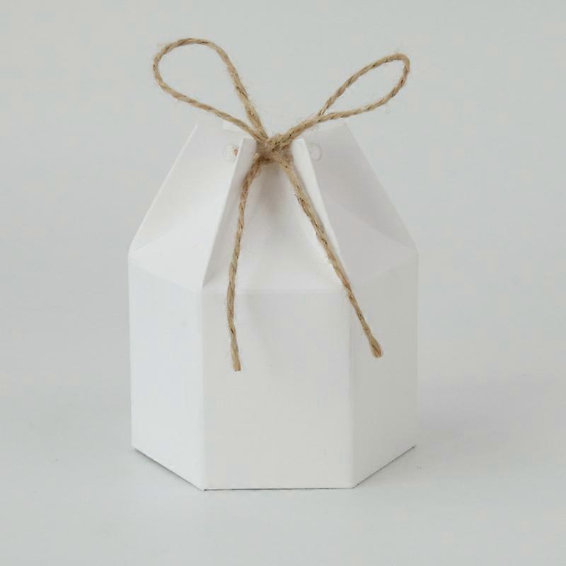 50 White Kraft Gift Box, Hexagonal Kraft Paper Candy Boxes, Cardboard Candy Box for Wedding Birthday Party