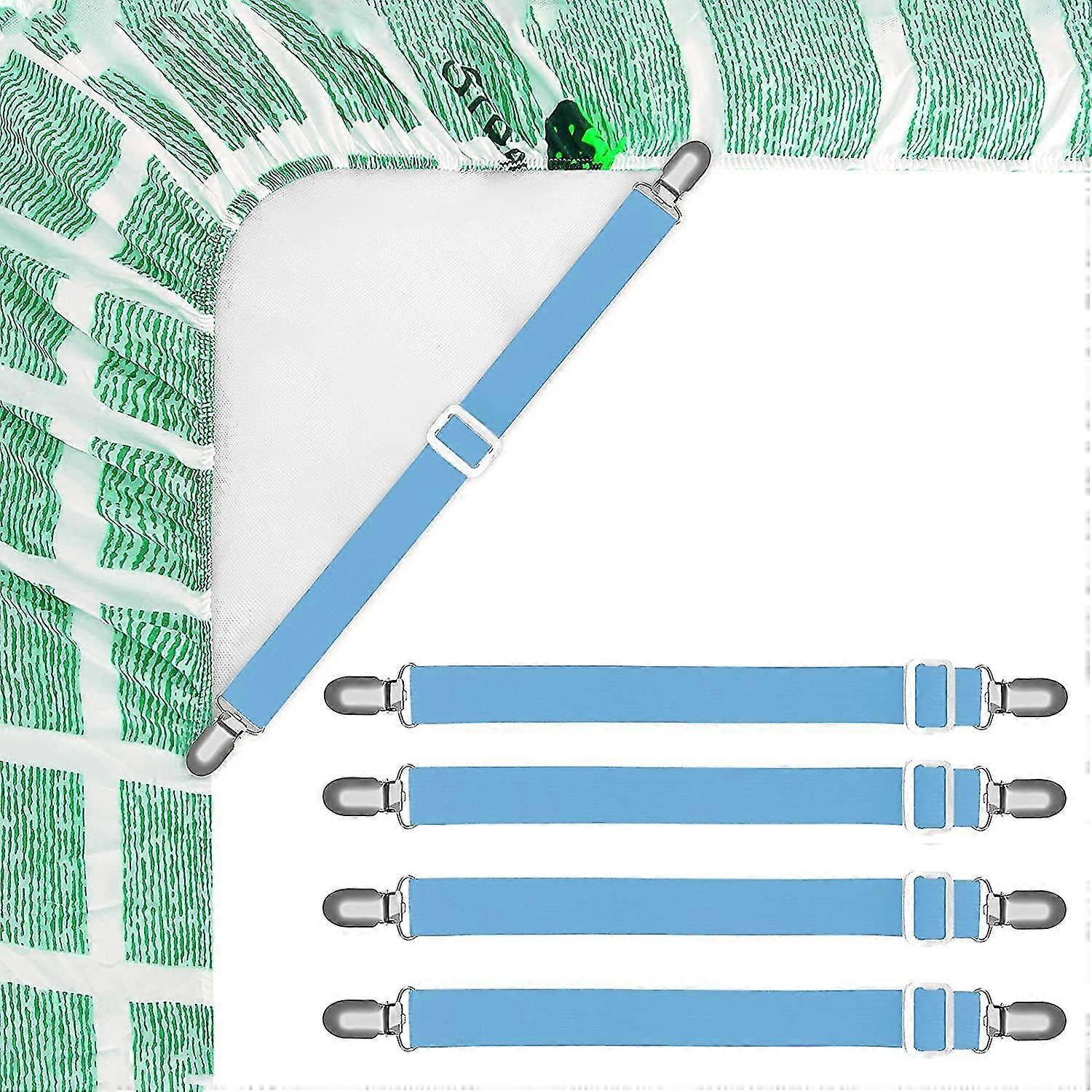 Bed Sheet Holder Straps, Corner Sheet Clips, Elastic Adjustable Sheet Fasteners Heavy Duty Sheet Grippers For Mattresses Fitted Sheets Flat Sheets (4p