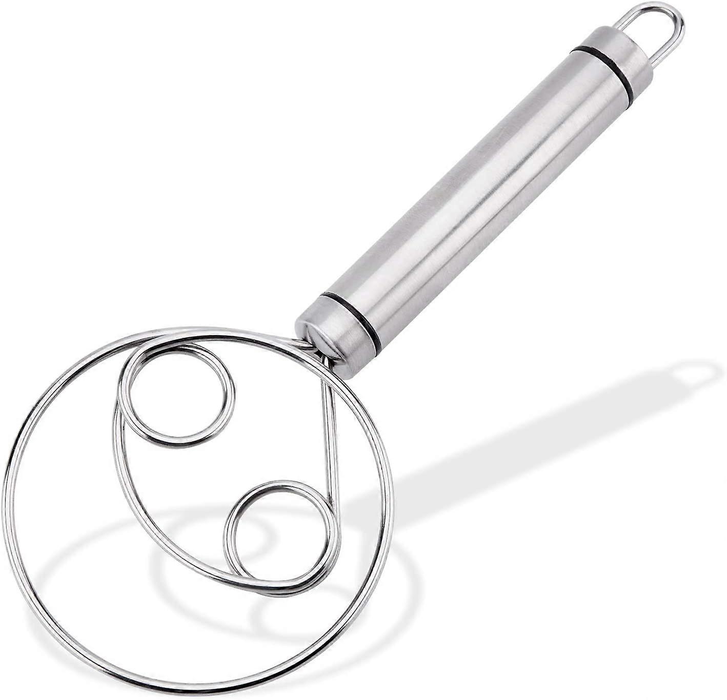 Stainless Steel Danish Dough Mixer, Manual Baking-Dough Scraper and Flour Coil Whisk Agitator, Blender