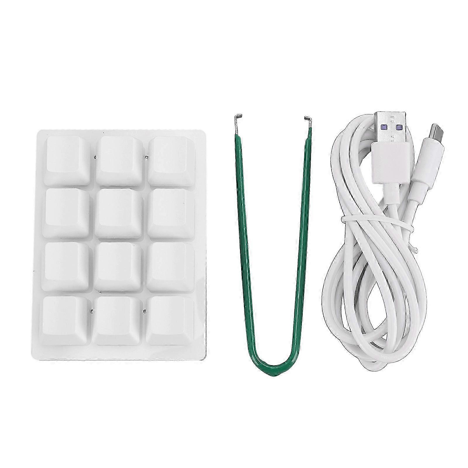 12 Key Mechanical Gaming Keyboard Mini USB Wired RGB Red Switch Programmable Macro Keyboard White