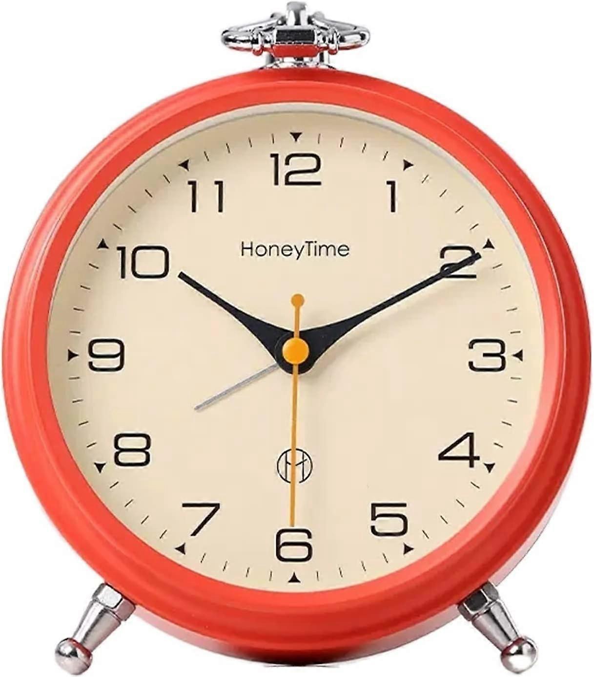 Alarm Clock Analog Alarm Clock, 6 Inch Round Alarm Clock Non Ticking, Battery Operated, Super Silent Alarm Clock, Simple Stylish Design for Desk/Bedro