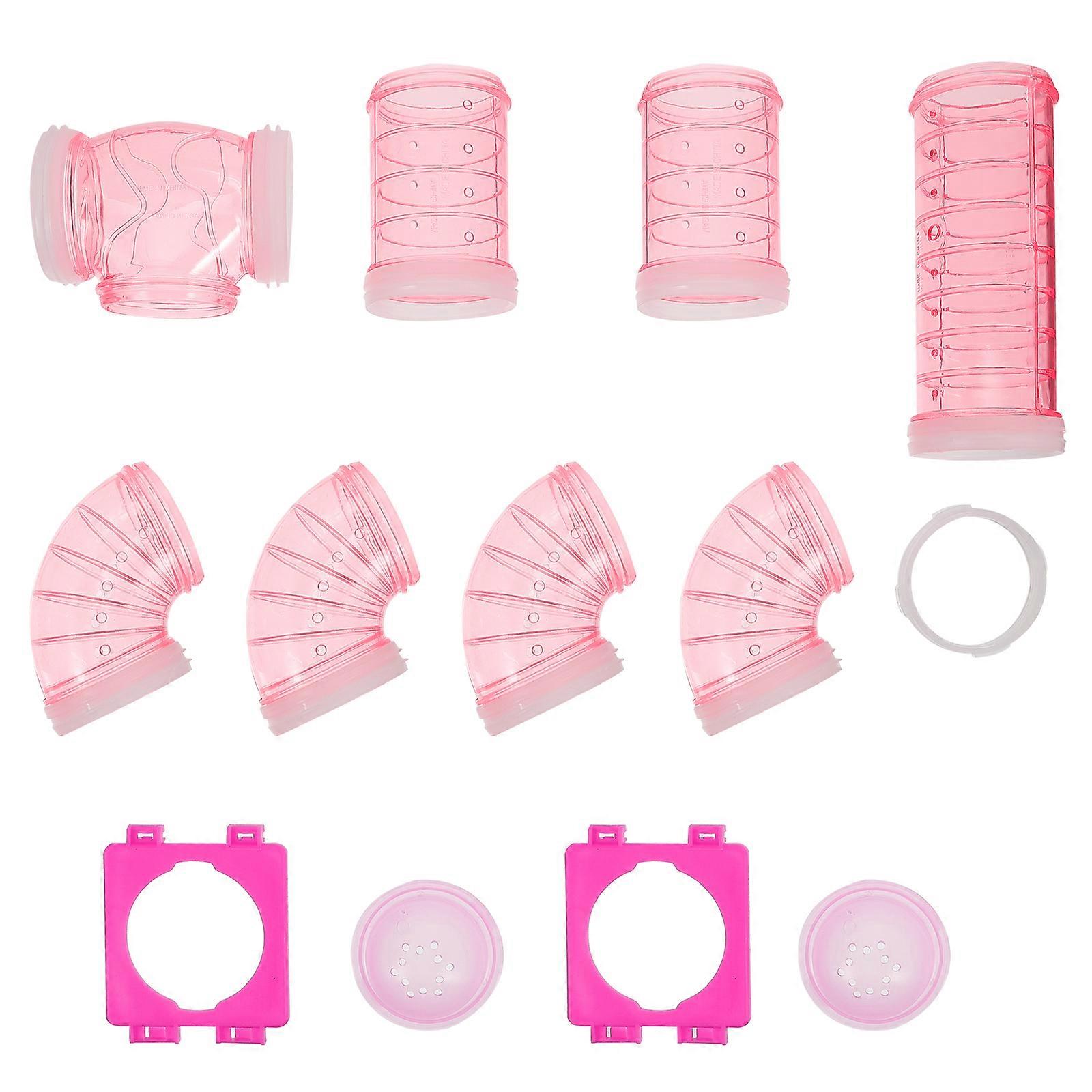 1 Set Hamster Tubes Connection Plates Adventure External Pipe DIY Connection Tunnel Pink