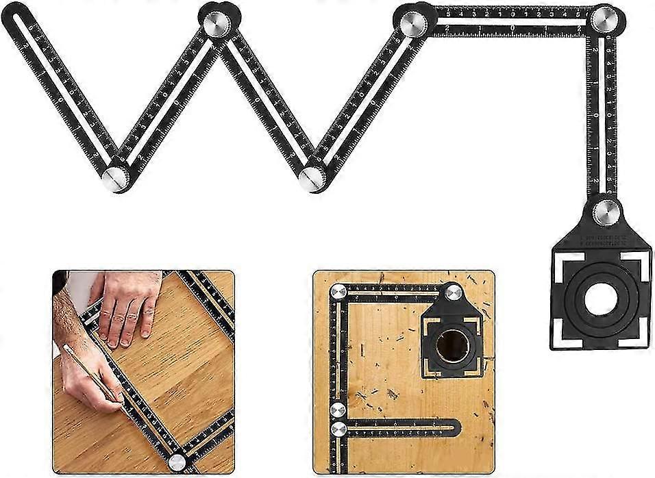 Multi-angle Measuring Ruler, Aluminum Alloy Angle Jig Tool, Six-sided Folding Ruler And Ceramic Tile Punch Locator For Diy-MXBC