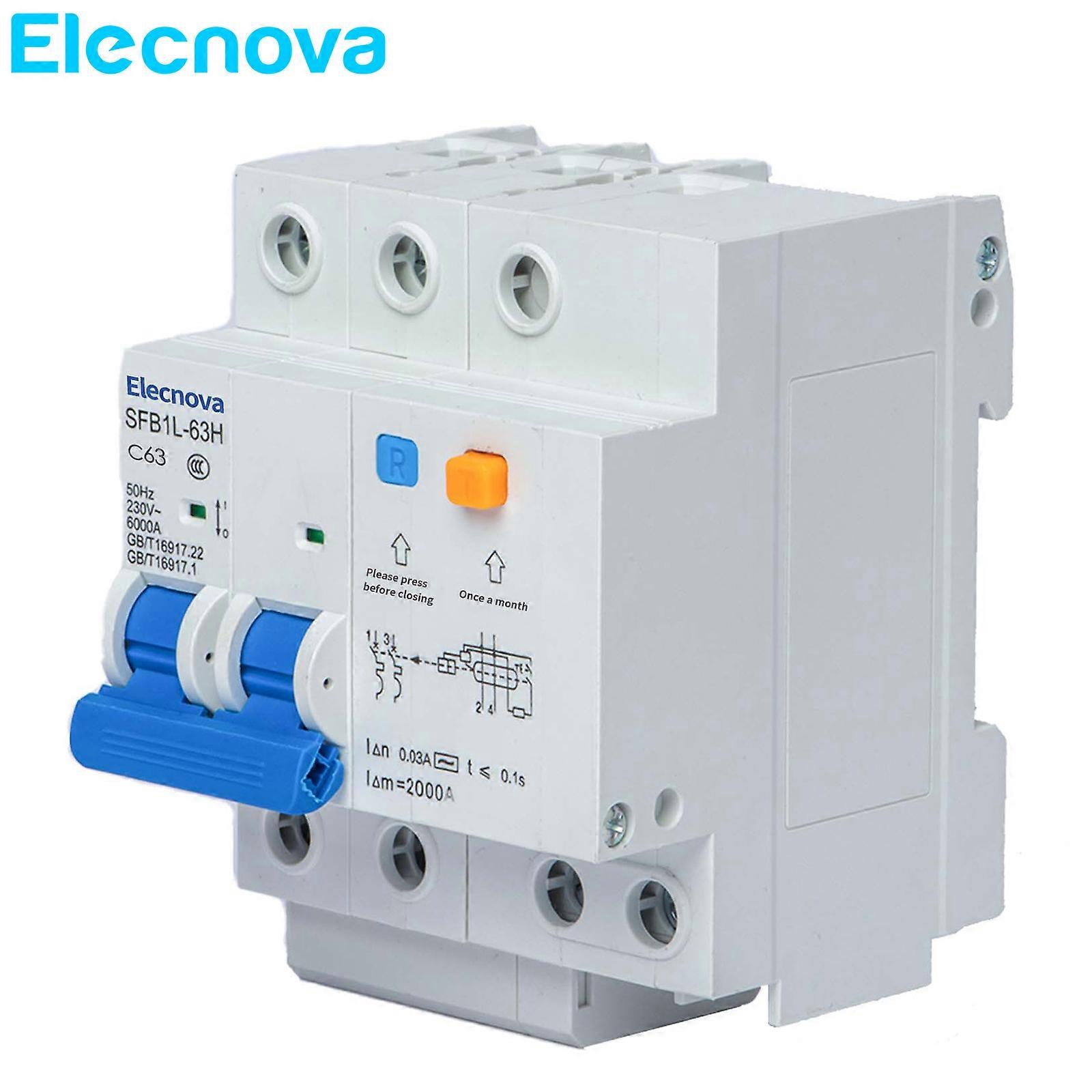 AC RCBO MCB SFB1L-63HC 2P Mini Circuit Breaker Household Main Switch-Overload,Short-Circuit,Leakage,Residual Current Protection