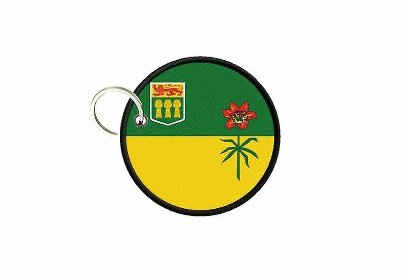 Keychain canada flag Saskatchwan printed round round round