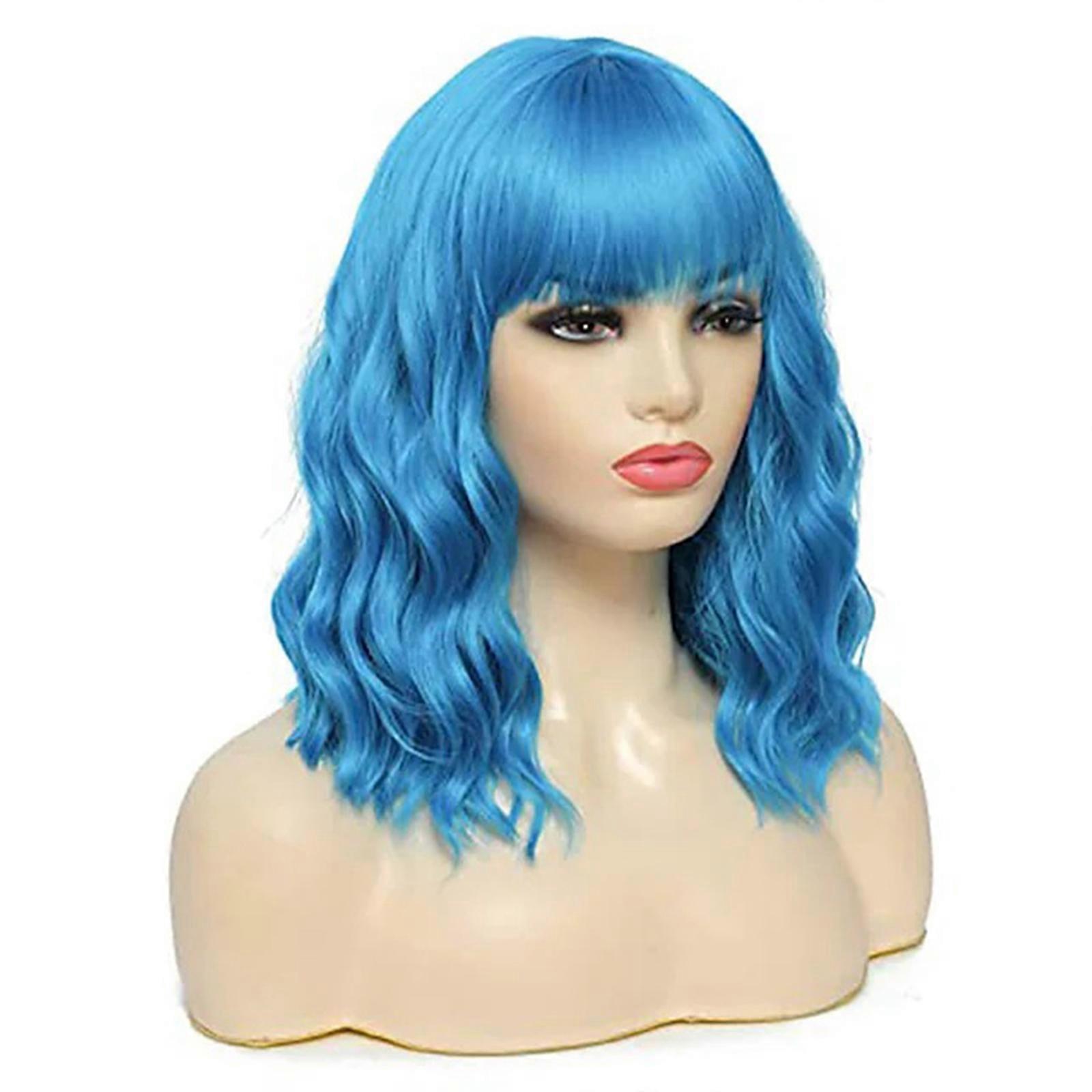 Peruca de Cabelo Encaracolado Bob Curto Curto para Mulheres Ombre Neon Fibra Sintética Cosplay