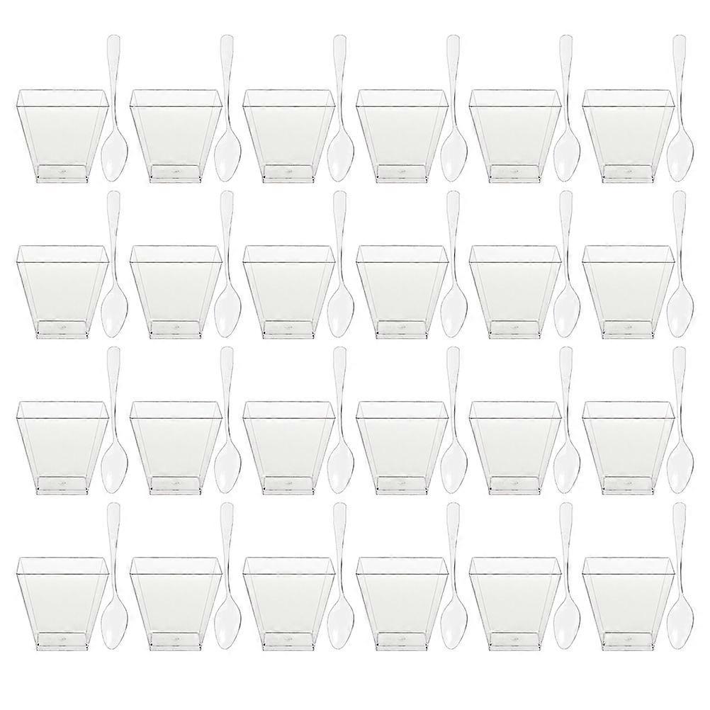 1 Set Clear Dessert Cups Mini Dessert Cups Yogurt Pudding Containers Shooter Cups with Spoons