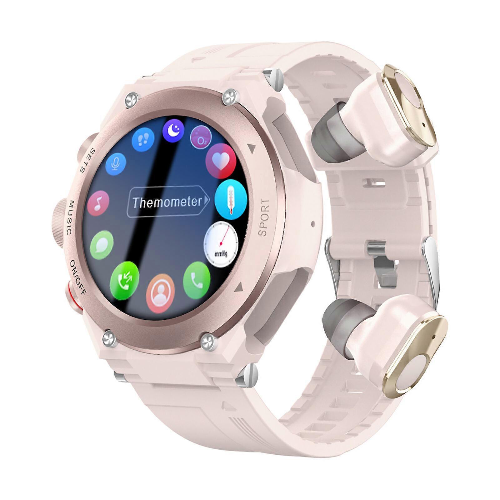 T92 2-in-1 Smartwatch with TWS Bluetooth Earbuds, Heart Rate Monitor, Pedometer, Thermometer & Music Player