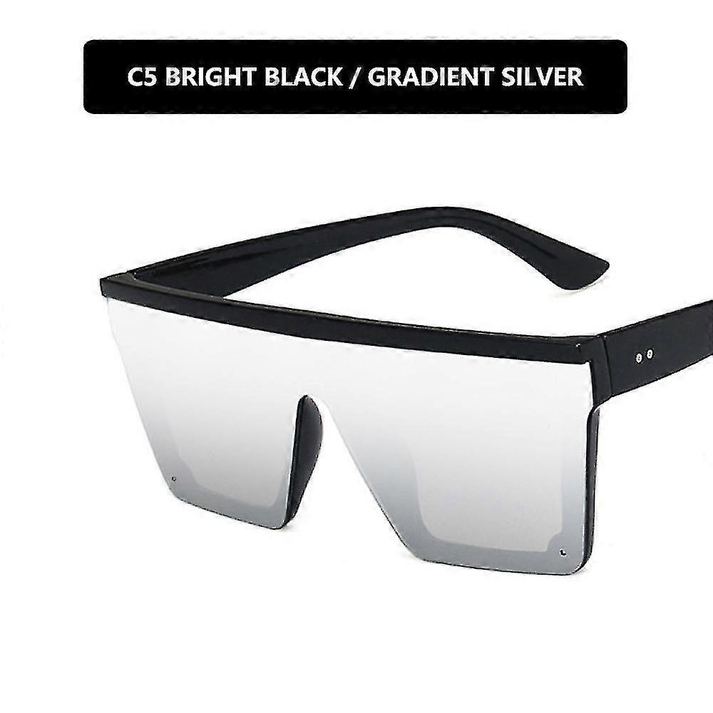 Wekity Bright Black Double Grey And White Mercuryladies Herren Sonnenbrille Oversized Square Rimless Sonnenbrille Uv400 Sonnenbrille Trend Big Frame One-piec