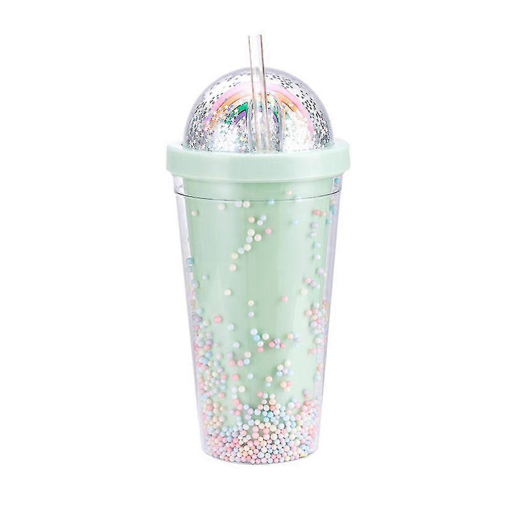 Reusable Plastic Double Layer Cup Travel Portable Cups Water Bottle With Straw And Lid