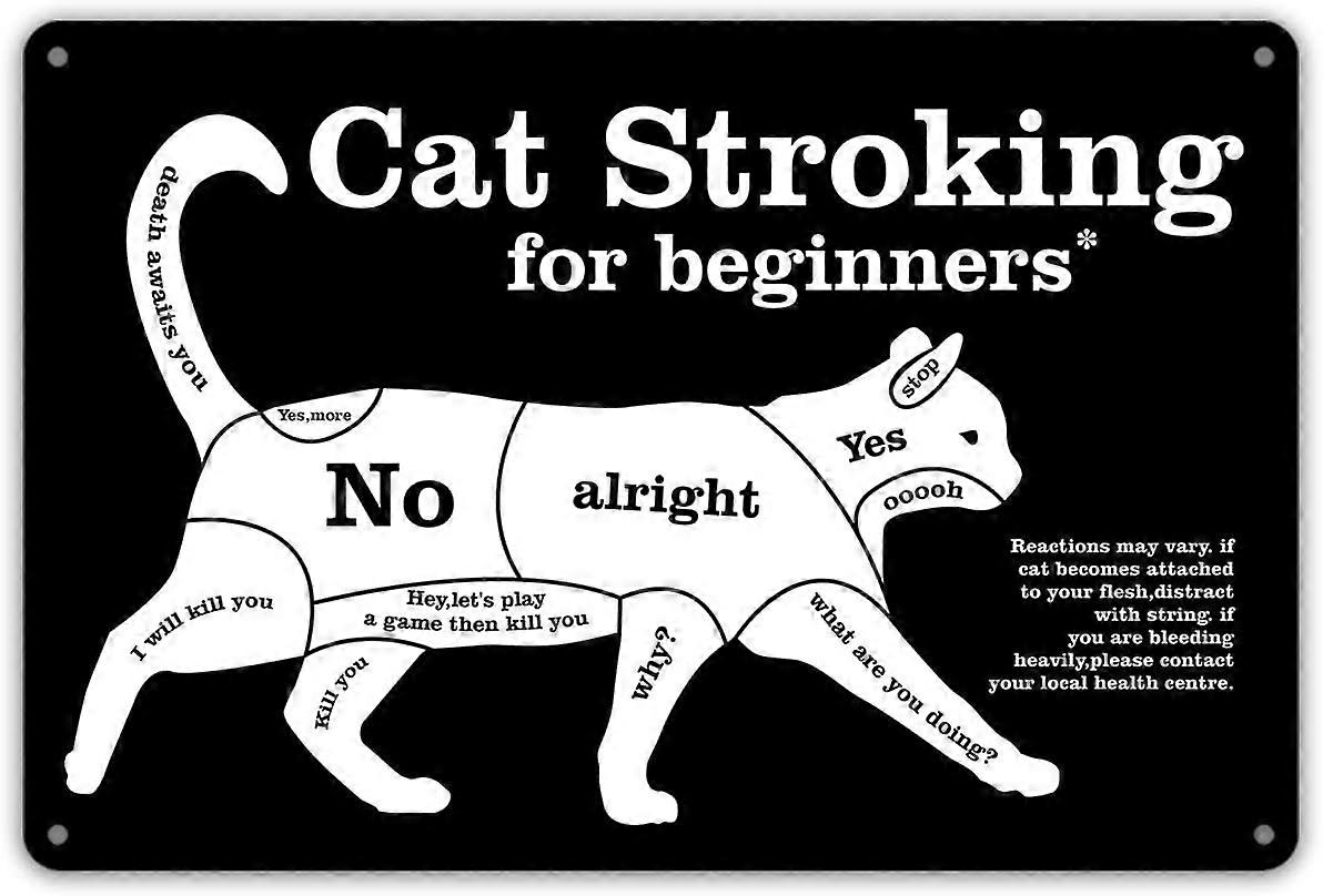 面白い猫は、初心者のための金属の錫の看板の壁の装飾家の装飾のギフトのためのヴィンテージの看板をなでる