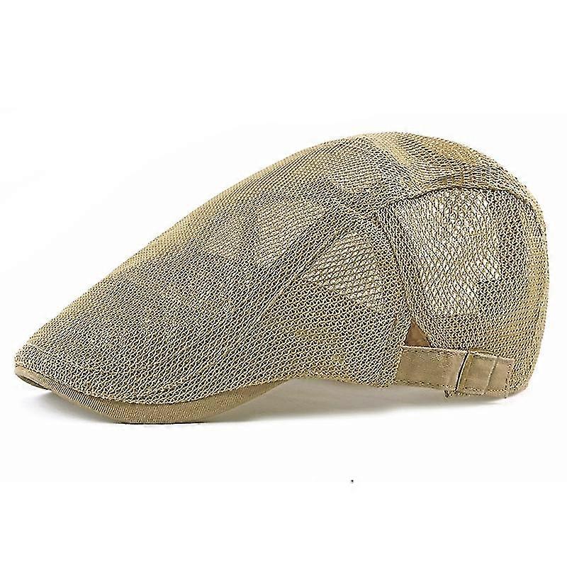 Solid Color Hollow Out Mesh Breathable Short Brim Men Beret Spring Summer Korean Version Shade Peaked Cap Newsboy Hat