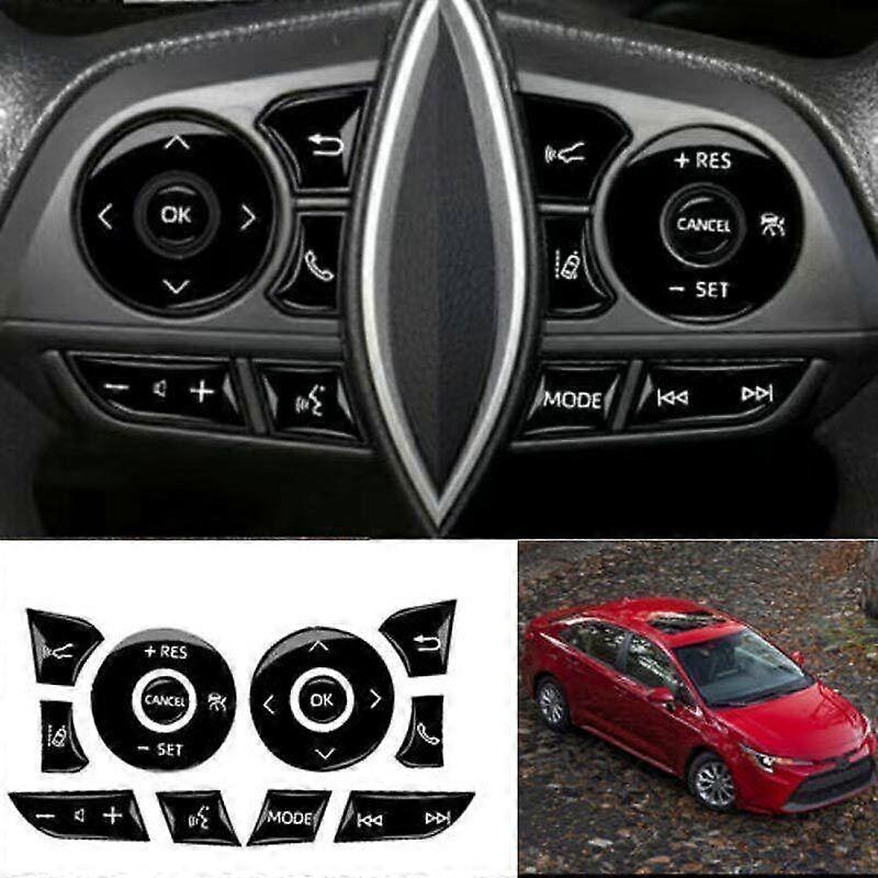 For Toyota Corolla 2020-2023 Black Rubber Steering Wheel Switch Button Sticker