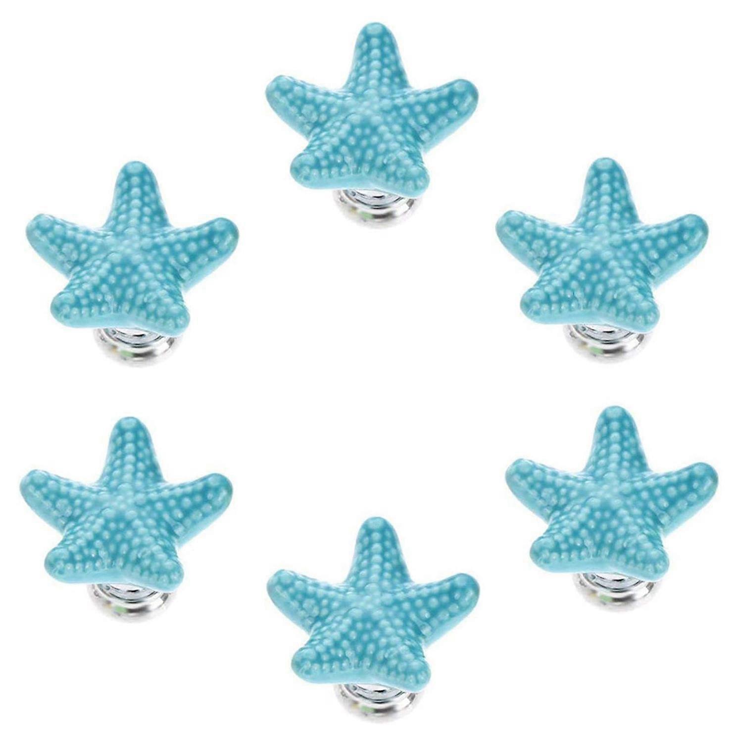 Starfish Ceramic Drawer Knobs Dresser Pulls Handles for Nursery Cupboard Wardrobe Closet Decorative