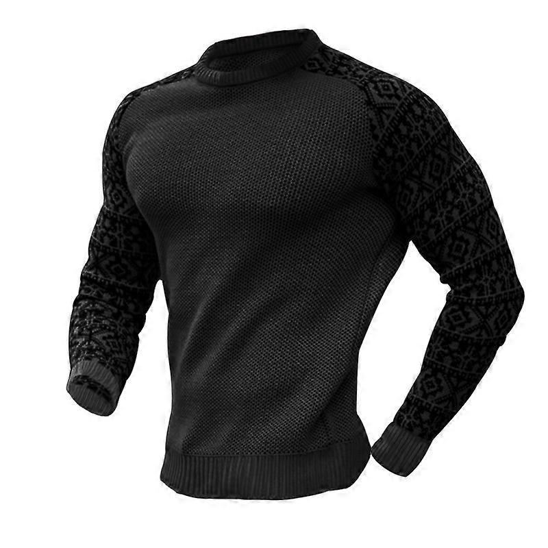 New Black Men's Warm Pullover Multicolor Knit Worn Under Top Sweater