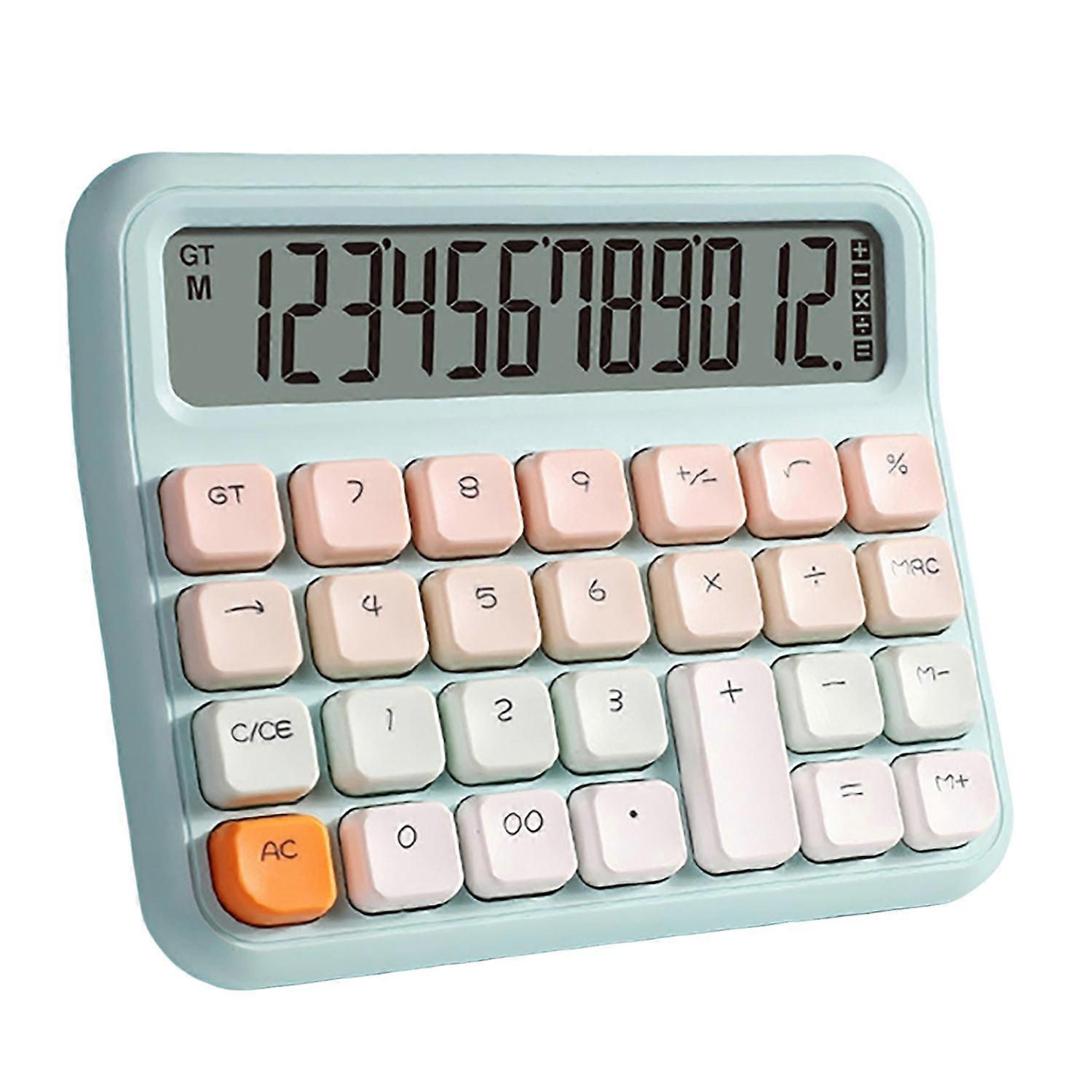 Desktop Calculator Voice/Silent Battery Operated 12 Digits Square Buttons Large LCD Display Portable
