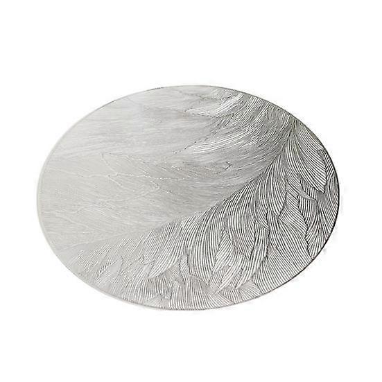 Placemats PVC Table Mat Heat Resistant Round Dining Pad Feather Texture Protective Anti-Scalding Wear-Resistant Kitchen Accessories for Home