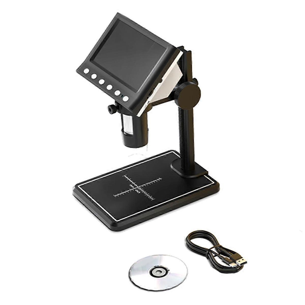 Microscope numérique LCD 4,3 pouces Microscope à souder 40-1000X pour pièces d’erreur Loupe USB Micro microscope avec 8 LED