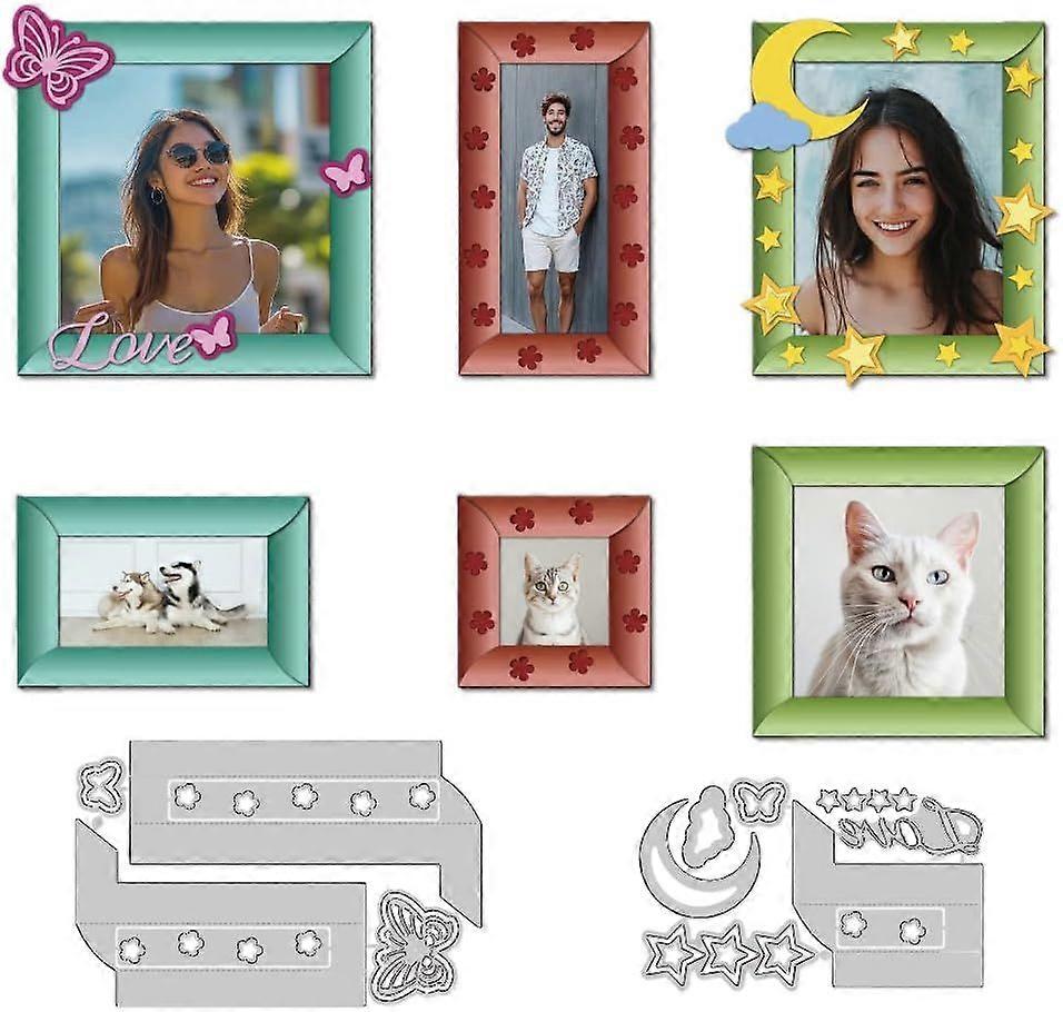 3D Photo Frame Die Cuts for Card Making Splicing Pattern Carbon Steel Die Cuts Cutting Dies Frame Stencils Scrapbooking Embossing Template Dies for Gr