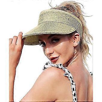 Sun Visor Big Brim Folding Hat Summer Sunscreen Summer Hat Beach Straw Hat (Khaki)