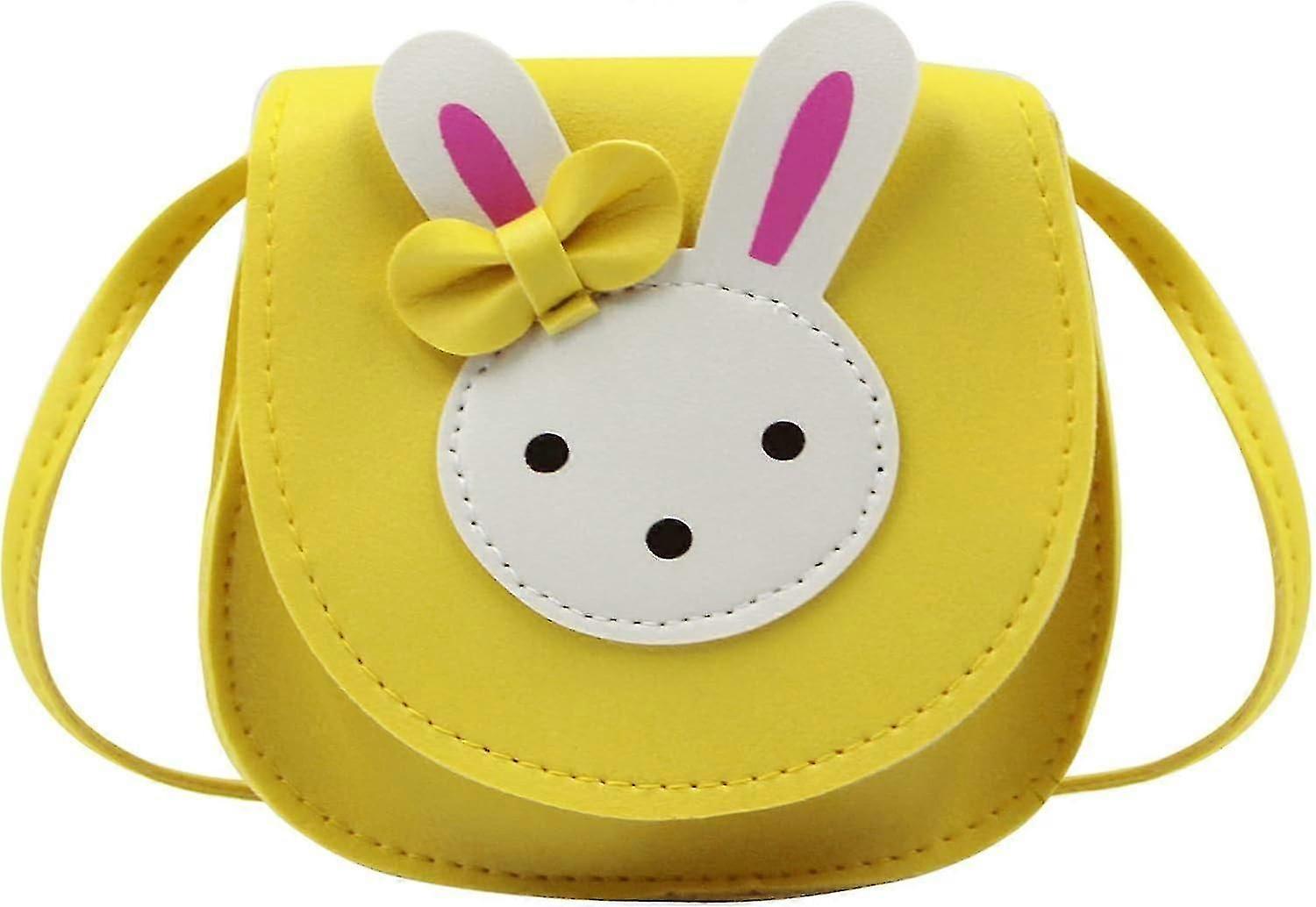 Yc בנות קטנות חמוד ארנב קרוסגוף ארנק קטן קשת כתף תיק תיק לילדים פעוטות צהוב