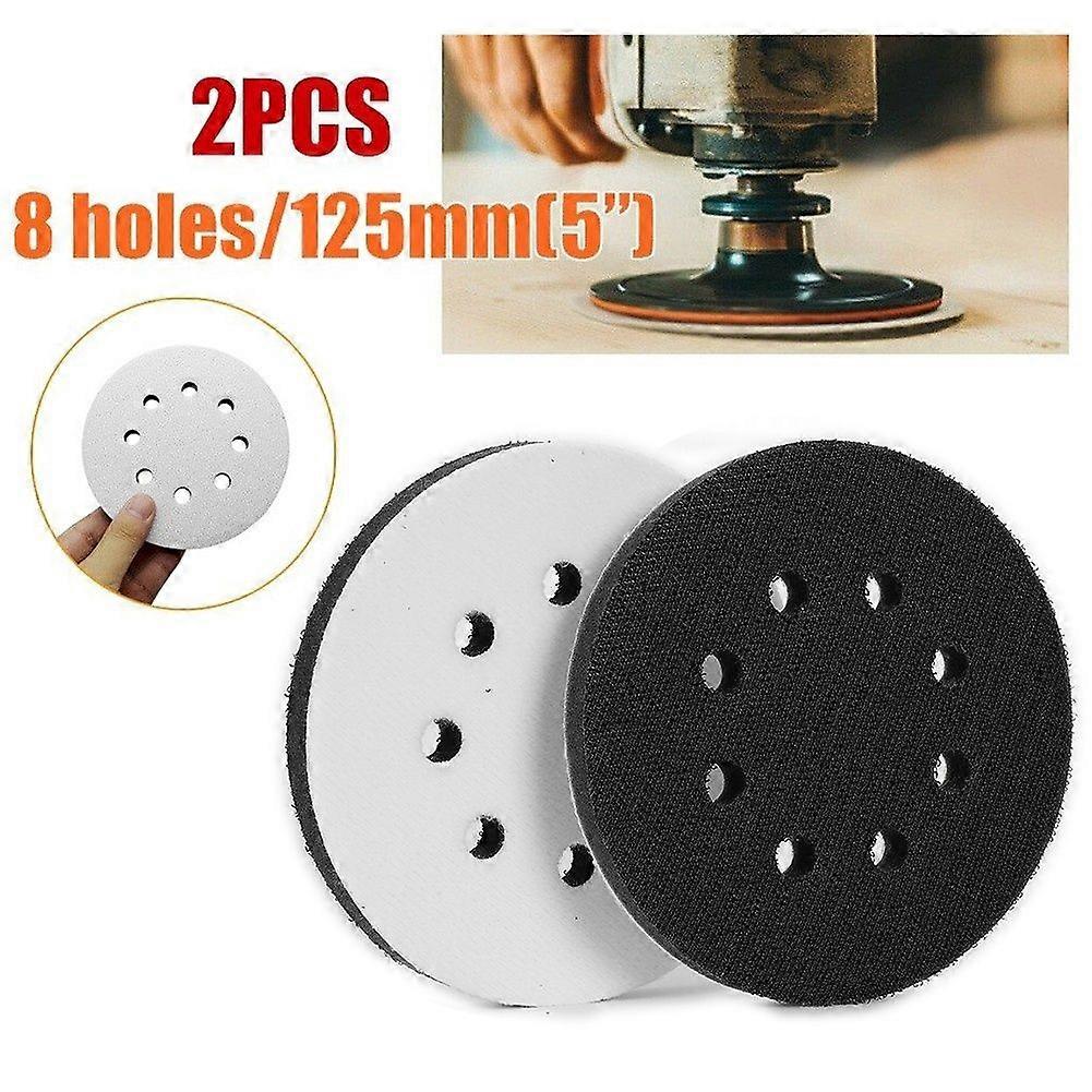 2Pcs 5 Inch 125mm Sanding Disc 8 Holes Soft Sponge Interface  Hook  Loop Backing Pad For Sander Polisher