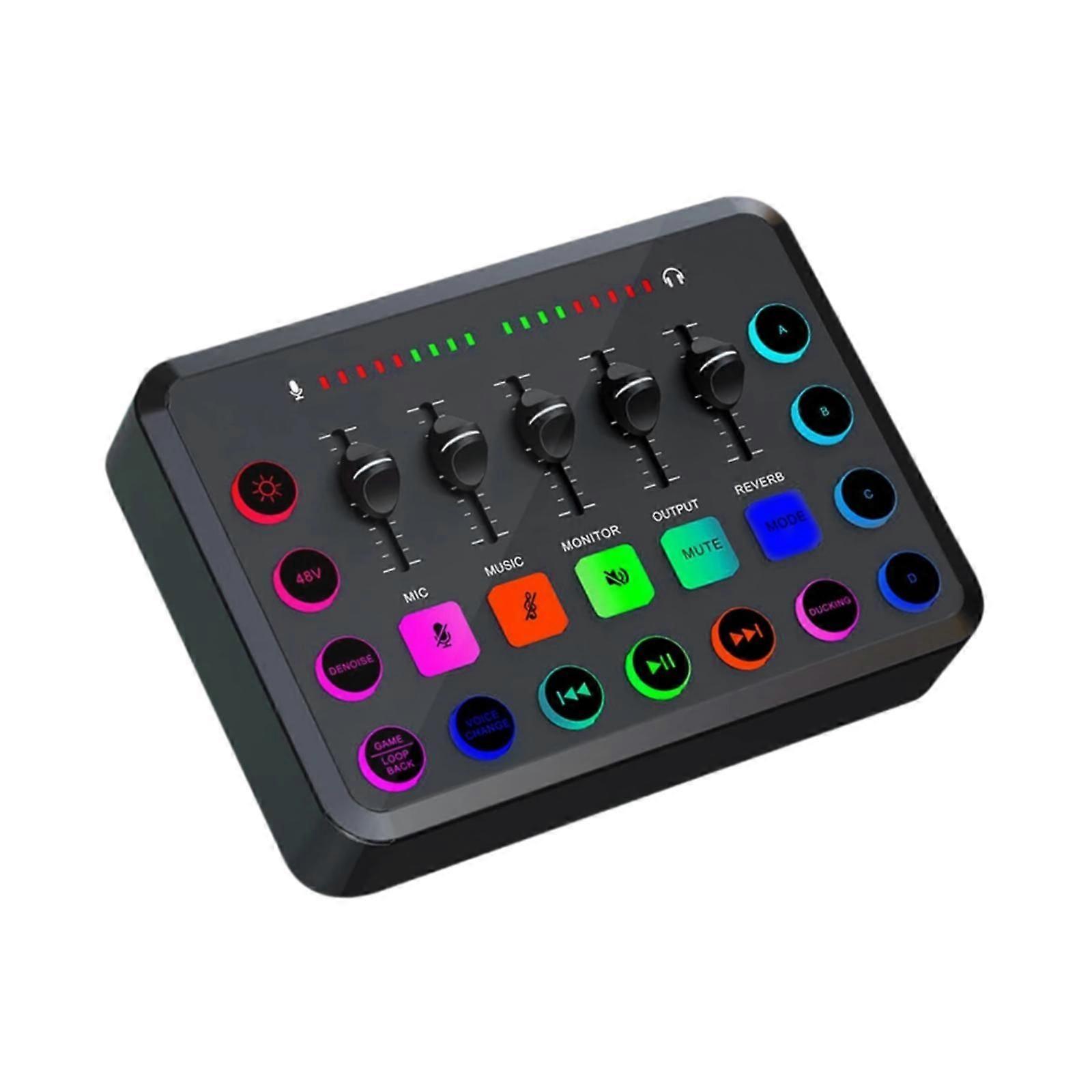 Audio Mixer 48V Power 5 Channel Sound Mixer for Computer Phone Party