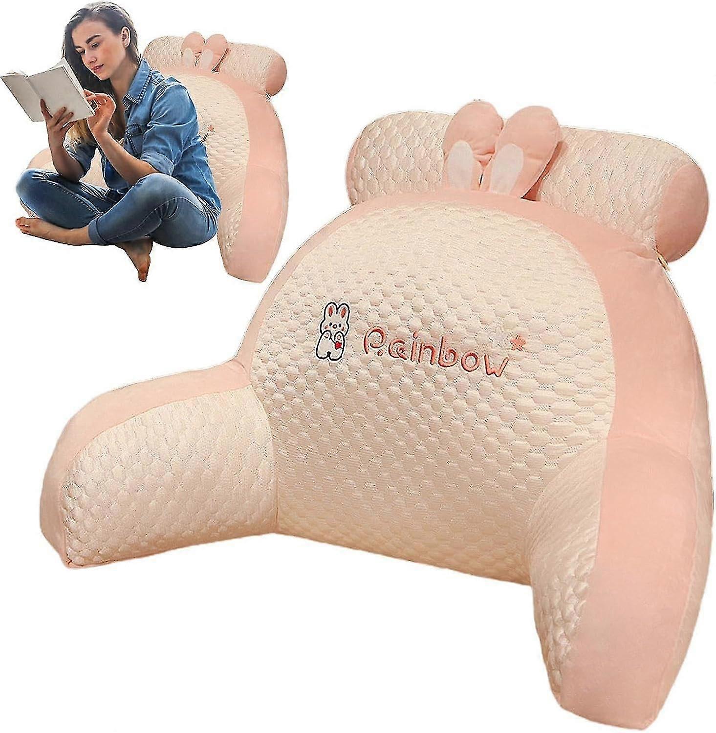 Bed Pillow For Sitting Up | Backrest With Arms - Ultra-comfy Back Support, Ergonomic Pillow Reading, Watching Tv