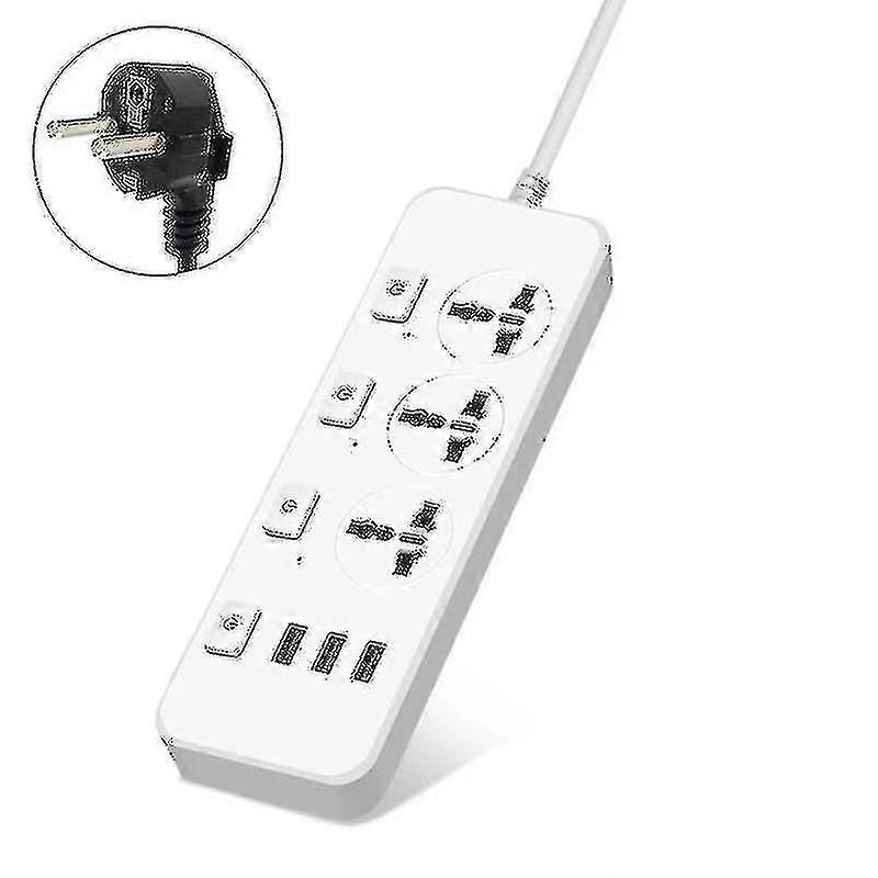 Us/uk/eu Power Strip 5v2.1a Surge Protector With 3 Outlets 3 Usb Ports