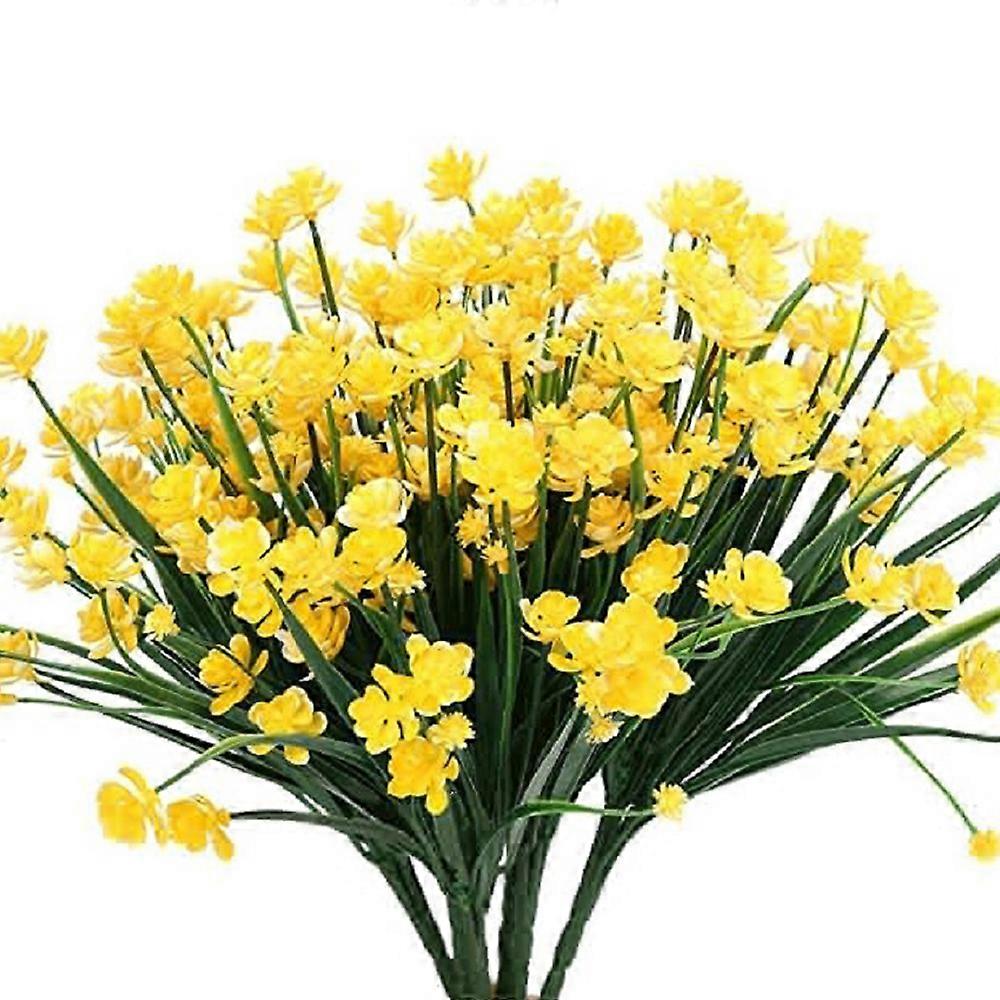 Κομψό κίτρινο μεταξωτό λουλούδι μάτσο Faux Bush φυτό