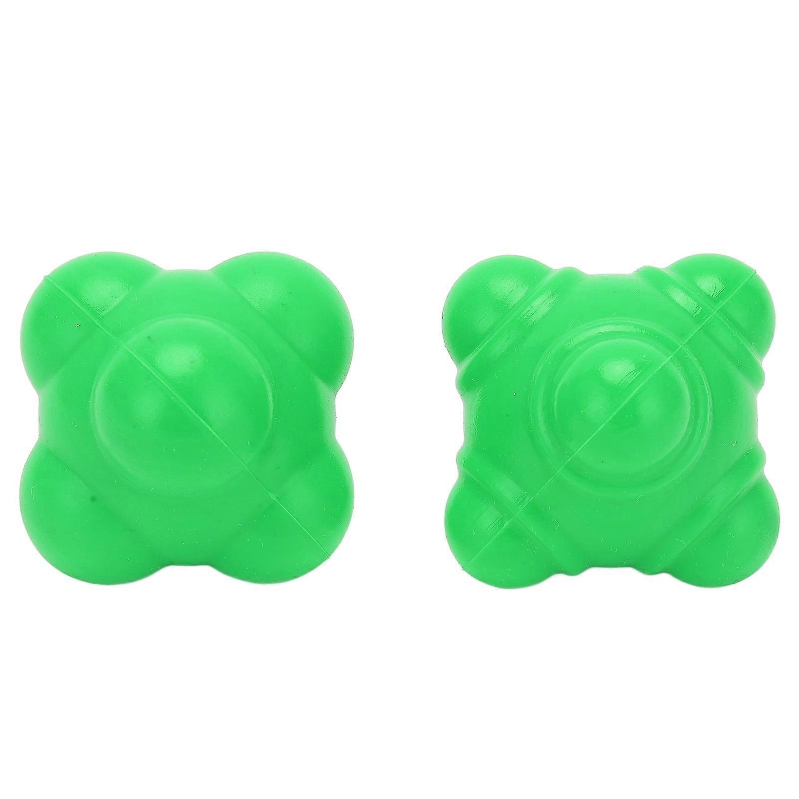 2pcs Caoutchouc Réaction Bounce Balls Irrégulière Forme Réaction Boules pour Coordination Agilité Vitesse TrainingGreen