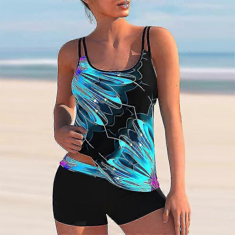 2024 New Striped Color Print Tankini Sets