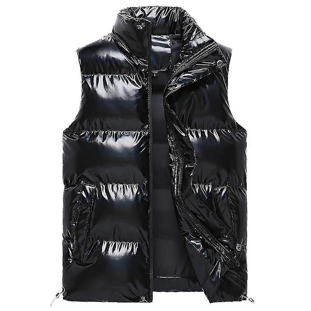 Mens Stand Collar Padded Shiny Vest