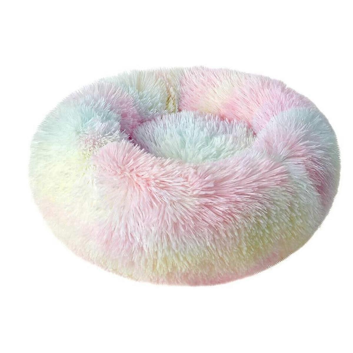 Round Donut Bed For Dog Cat Plush Soothing Comfy Sleeping Mat Basket Color 40cm