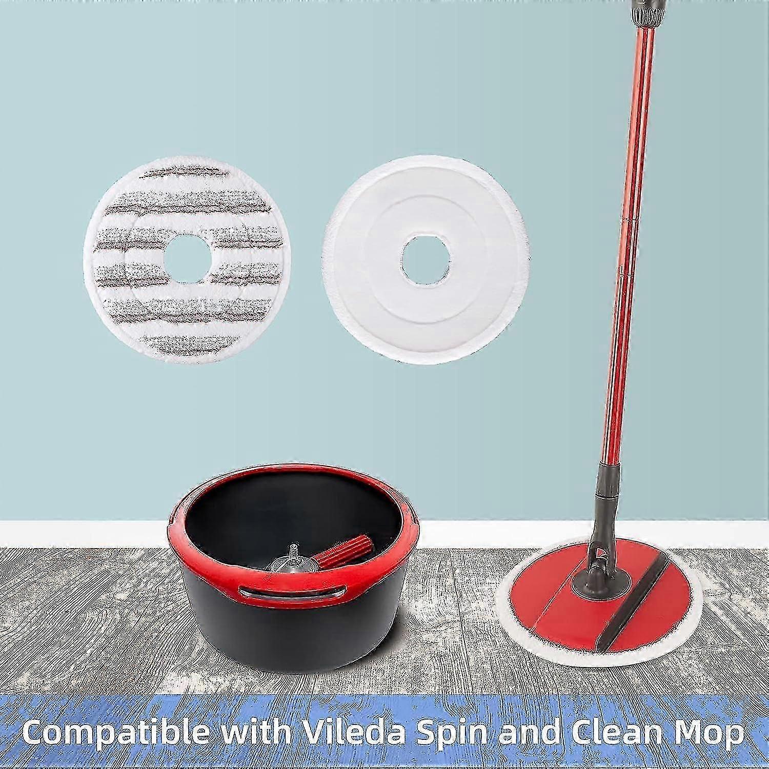 3 stk mopppåfyll for Vileda Spinn Og Ren Mopp - Utskifting av spinnmopphode - Vaskbar gjenbrukbar utskifting av mikrofibermopphode for rengjøring av gulv