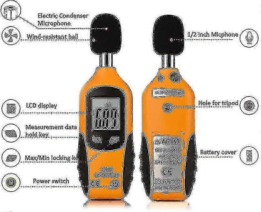 Professional Decibel Meter With Backlight Display (9v Battery Included) 1 Pc