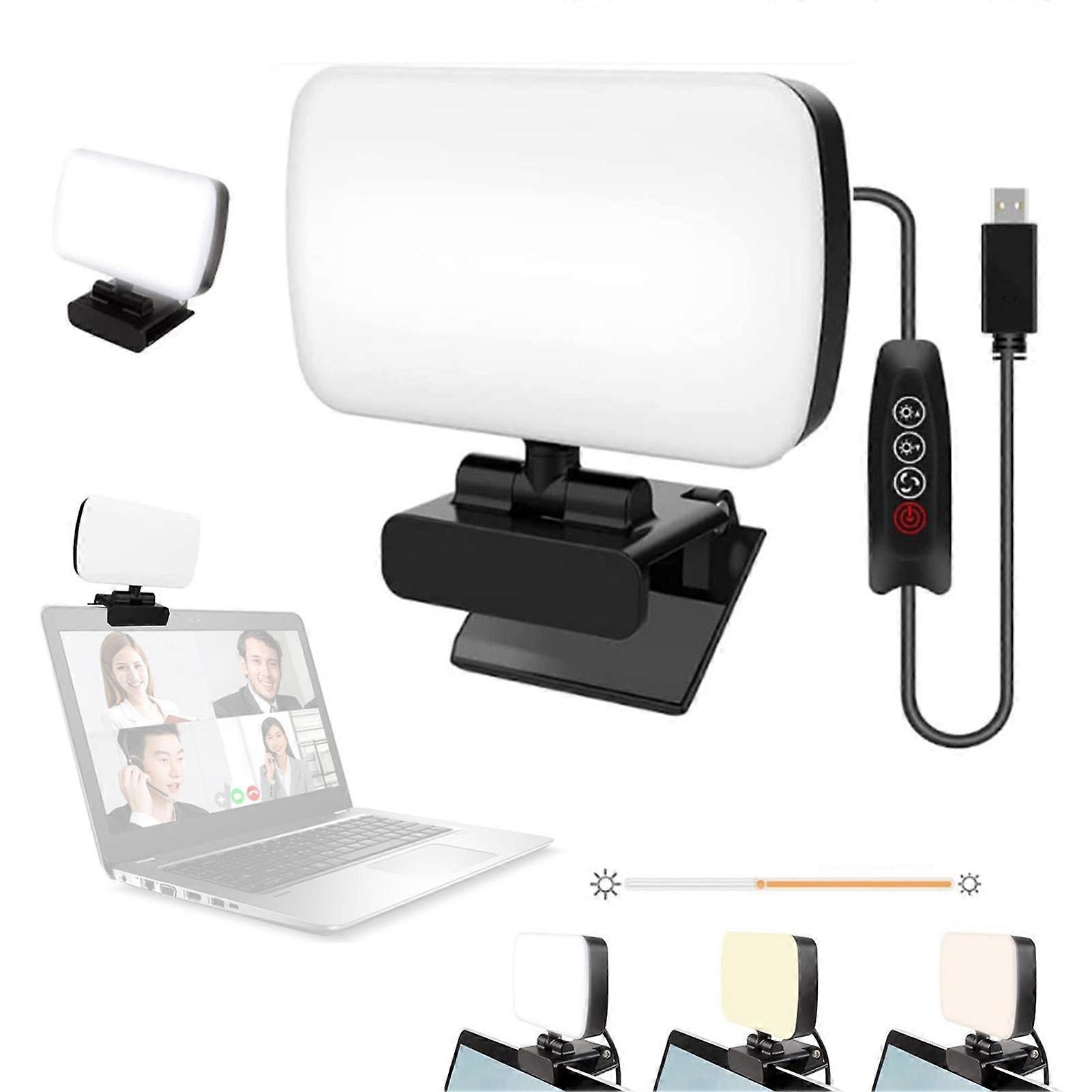Lampe vidéo LED pour vidéoconférence, diffusion en direct, éclairage de remplissage portable, éclairage réglable