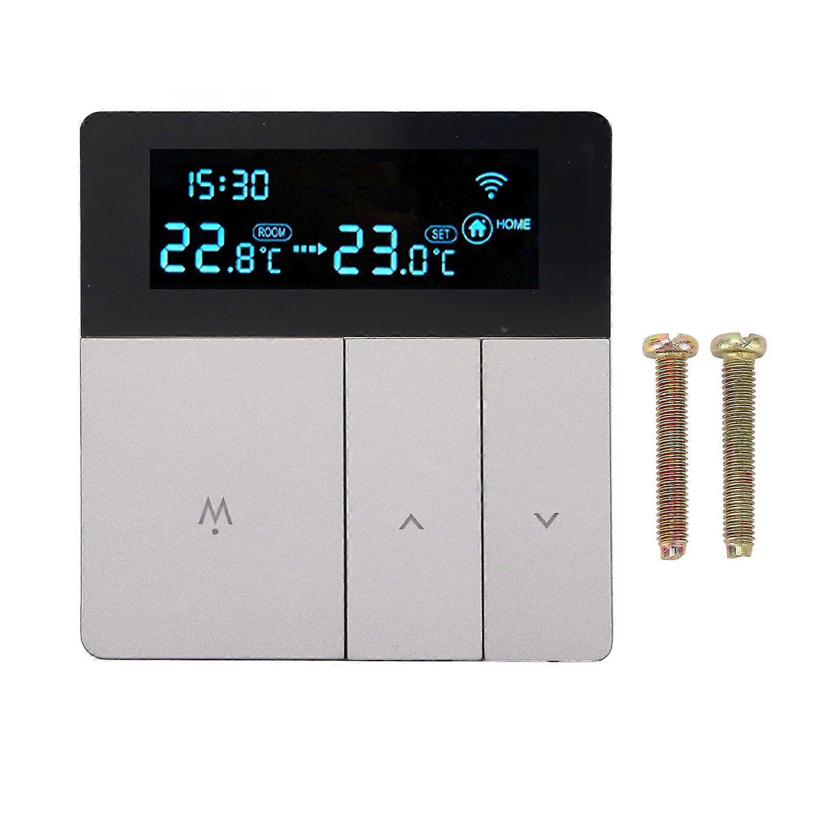 3A Smart Thermostat LCD Color Screen High Accuracy Programmable Thermostat Water Heating Boiler Heating for Home Shopping Mall AC90240V Grey Without W