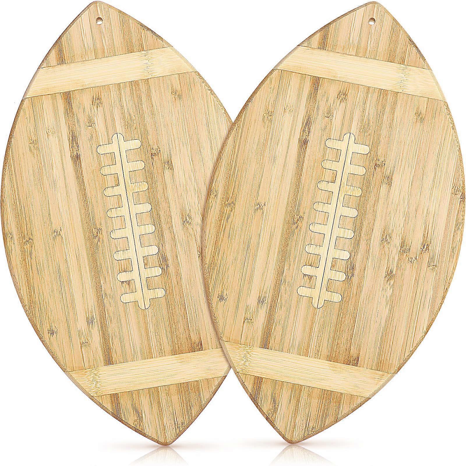 Bamboo Football Serving and Cutting Board Set 15 Inch Engraved Touchdown Design for Cheese and Fruit Parties