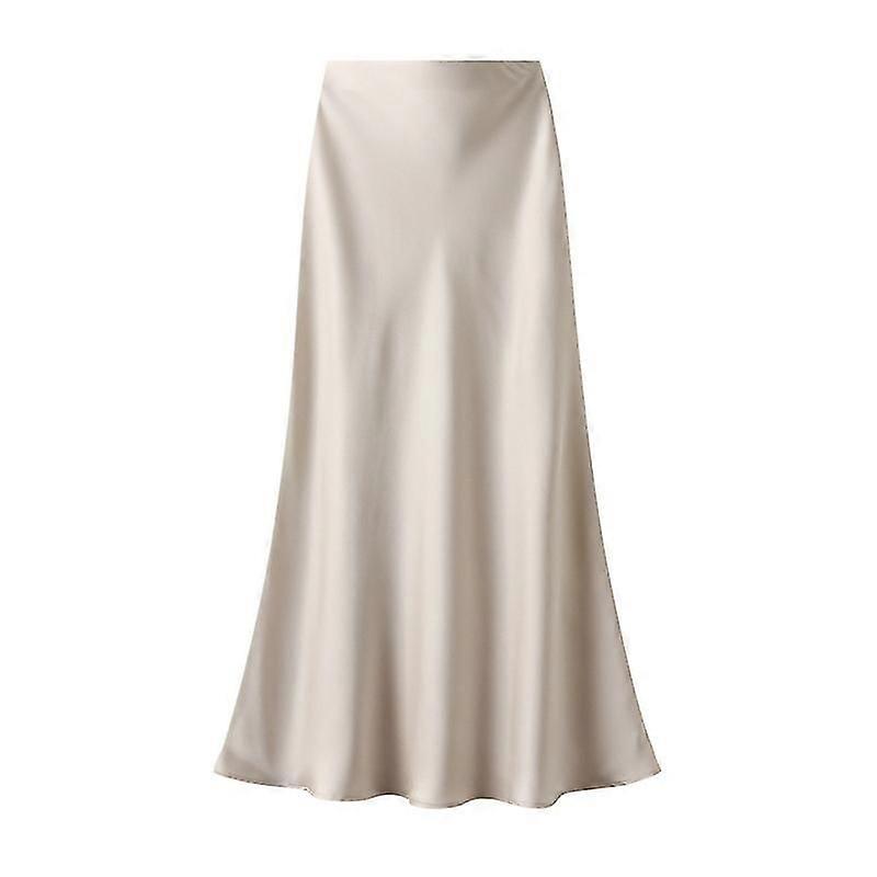 Satin Midi szoknya magas derékú hosszú szoknyák nőknek