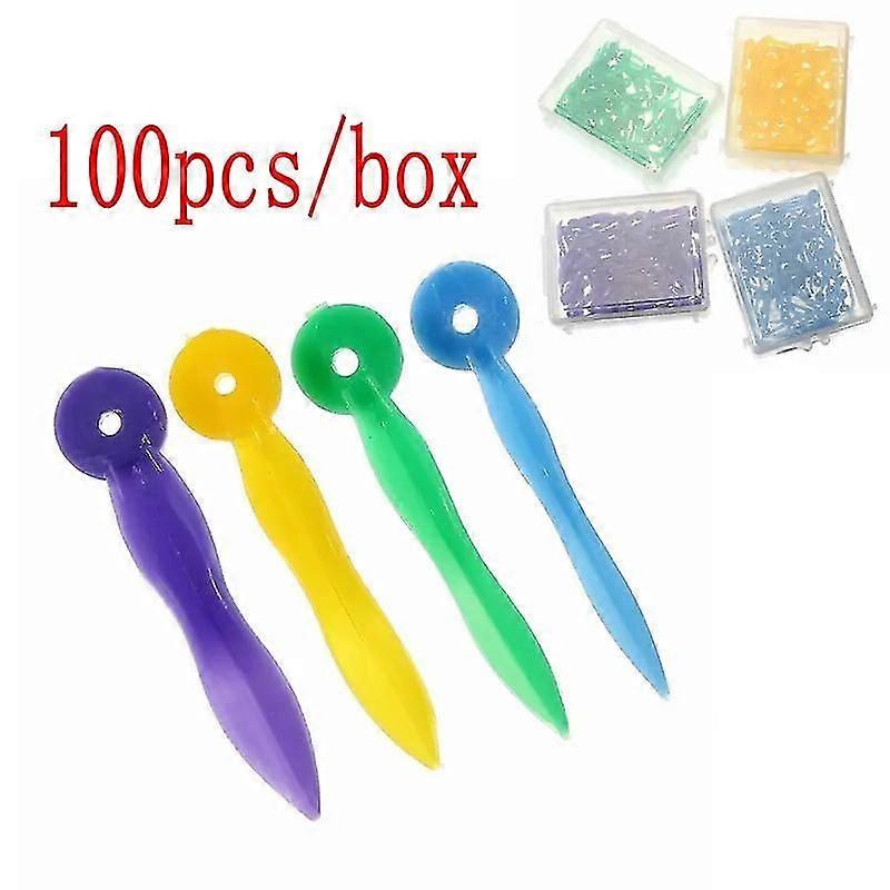 100ピース/ボックスディスポーザブルデンタルウェッジ医療用プラスチックアークコンケーブデザインダイアステマウェッジ、エンドサーキュラーホール歯科医ケアツール付き
