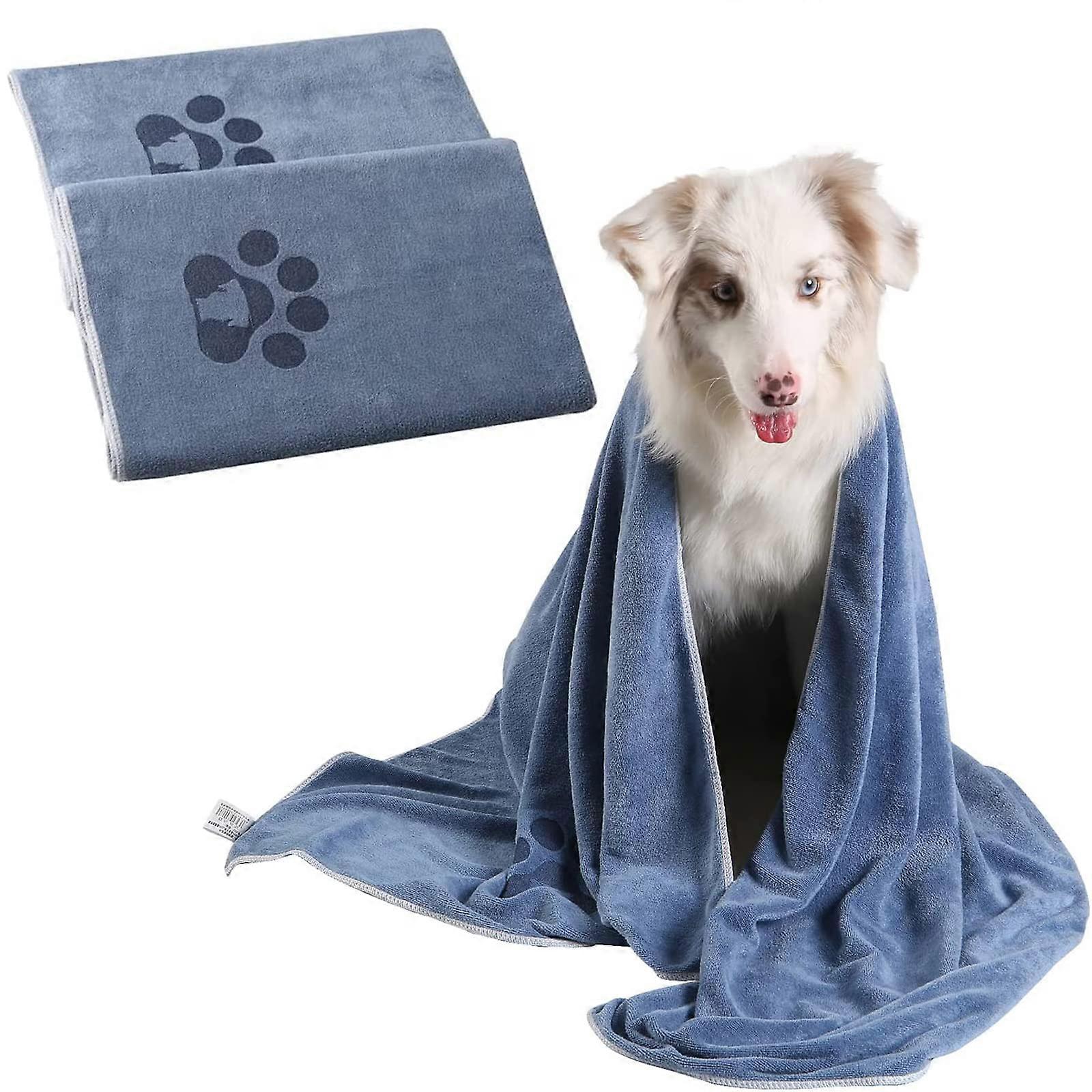 2 Pack Dog Bath Towel Extra Large Super Absorbent Microfiber for Drying Dogs Grooming 55×27"
