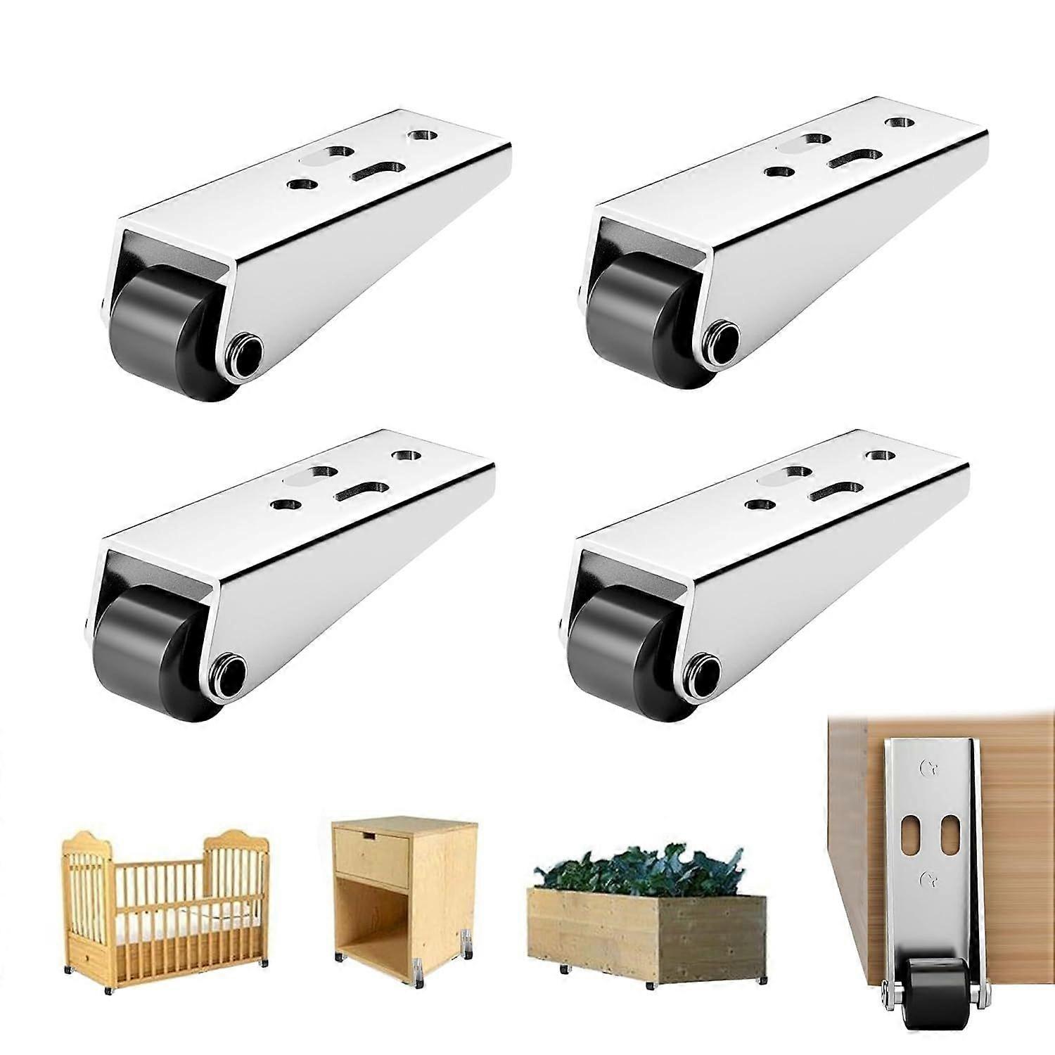 Furniture Casters, 4 Pieces Universal Furniture Casters Fixed Removable Swivel Casters with Screws for Kitchen Utensils Furniture Storage Boxes